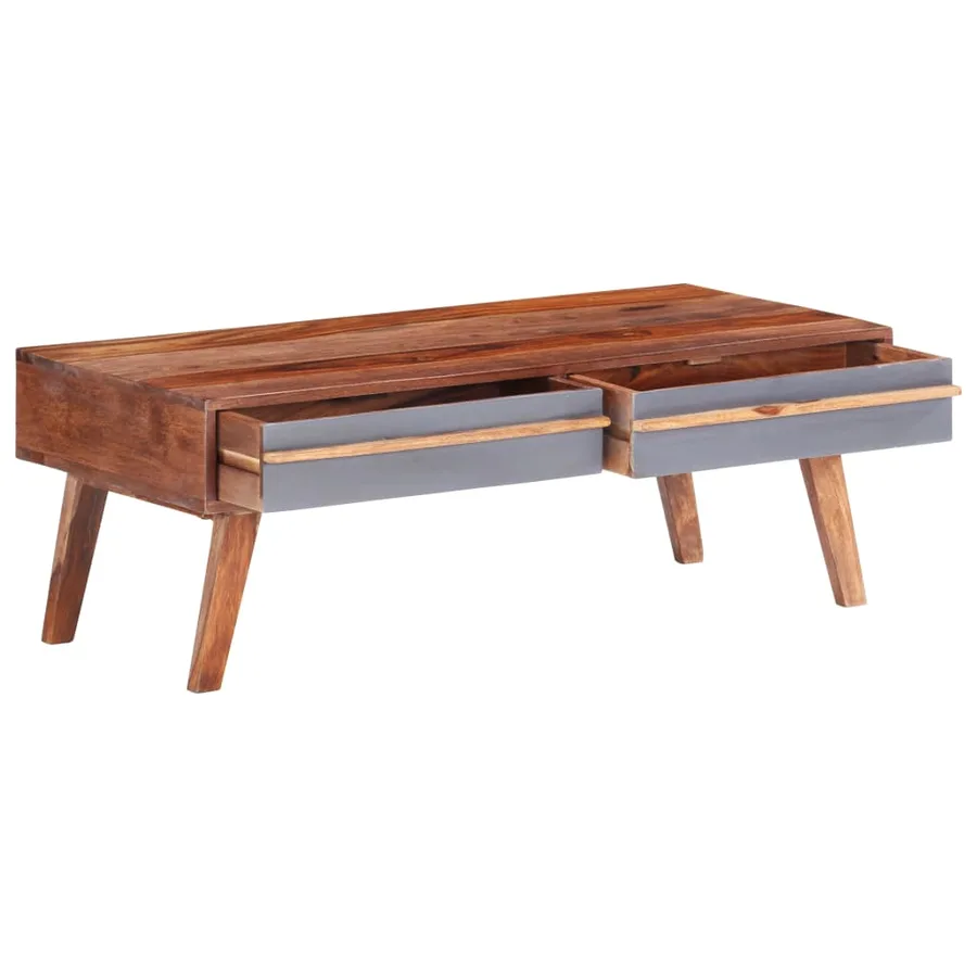 Table basse gris 110x50x40 cm bois massif - 2