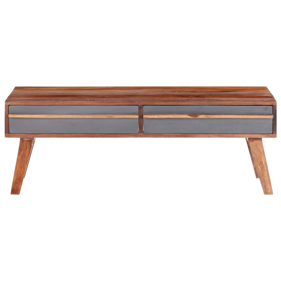 Table basse gris 110x50x40 cm bois massif - 3