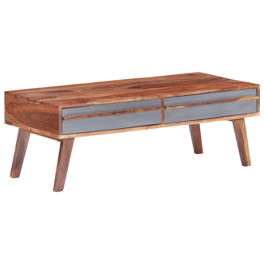 Table basse gris 110x50x40 cm bois massif - 9