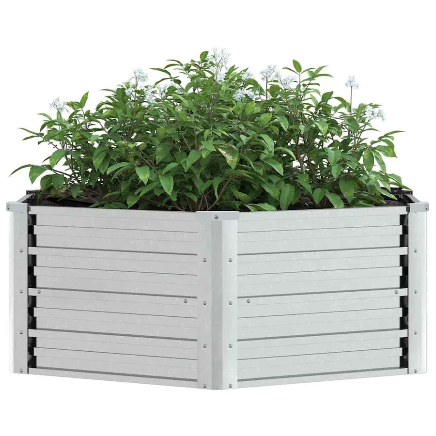 Lit surélevé de jardin 129x45 cm Acier galvanisé Argenté - 4
