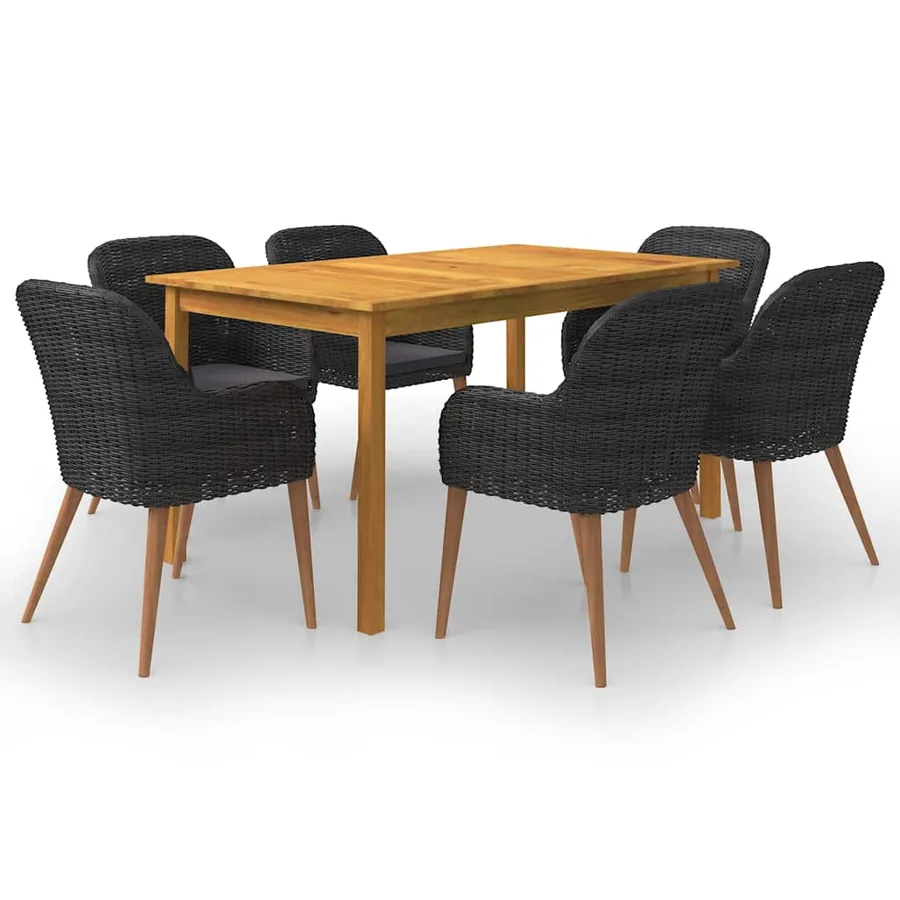 Ensemble à manger de jardin 7 pcs Noir
