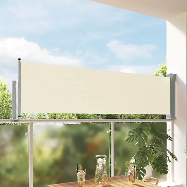 Auvent latéral rétractable de patio 80x300 cm Crème