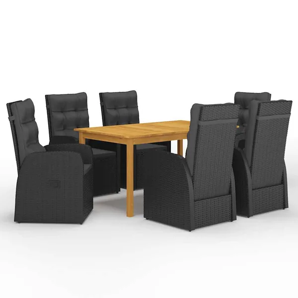 Ensemble à manger de jardin 7 pcs Noir