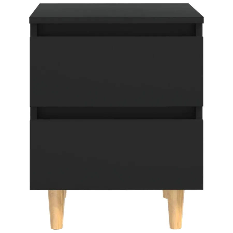 Table de chevet avec pieds en pin Noir 40x35x50 cm - 3