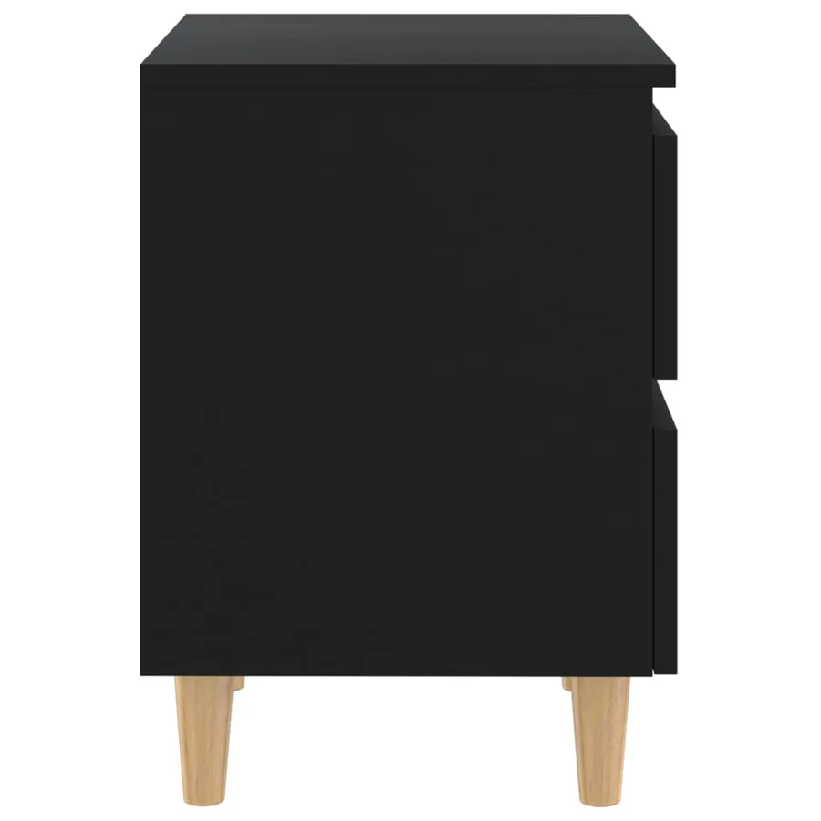Table de chevet avec pieds en pin Noir 40x35x50 cm - 4
