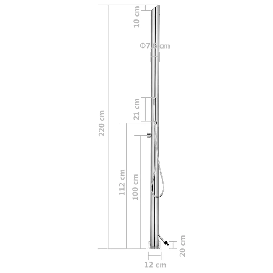 Douche de jardin avec base gris 225 cm Acier inoxydable - 16