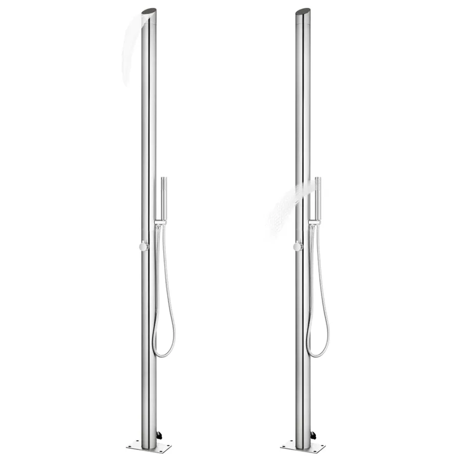 Douche de jardin avec base gris 225 cm Acier inoxydable - 2