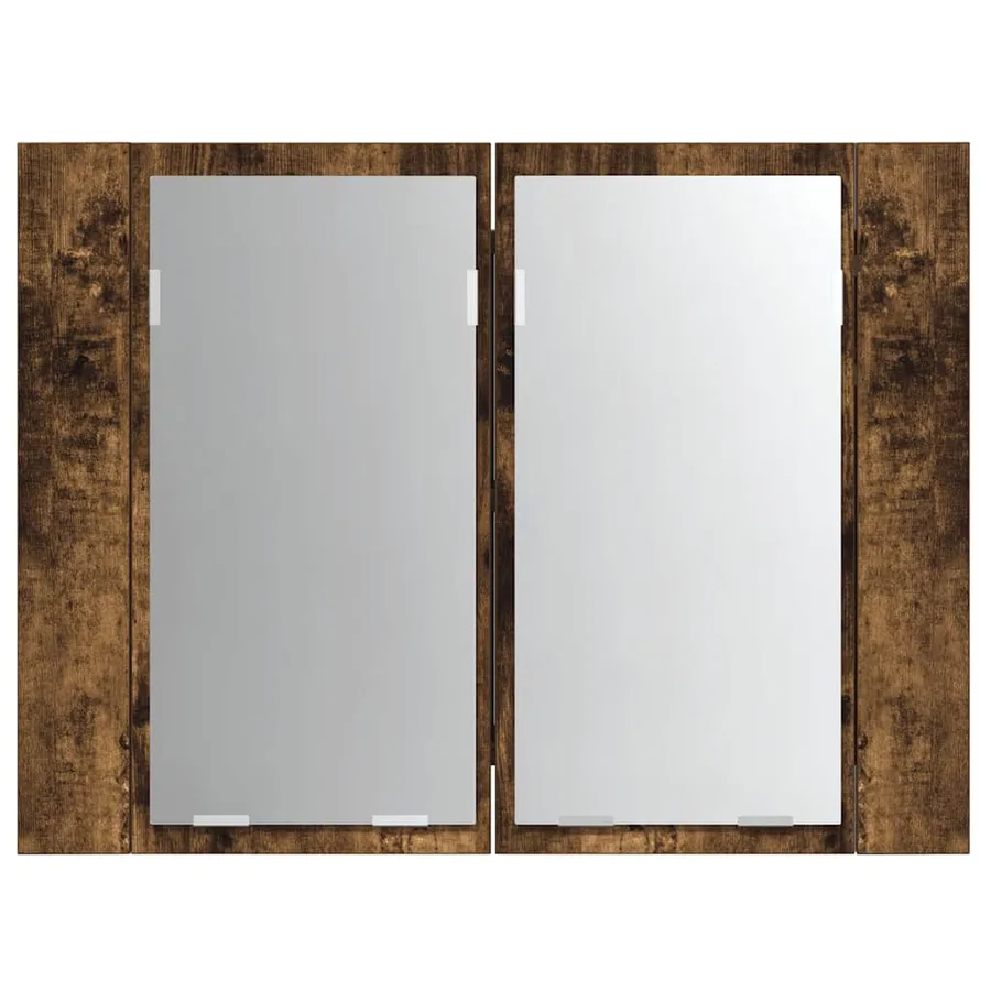 Armoire à miroir LED Chêne fumé 60x12x45 cm Bois d'ingénierie - 7