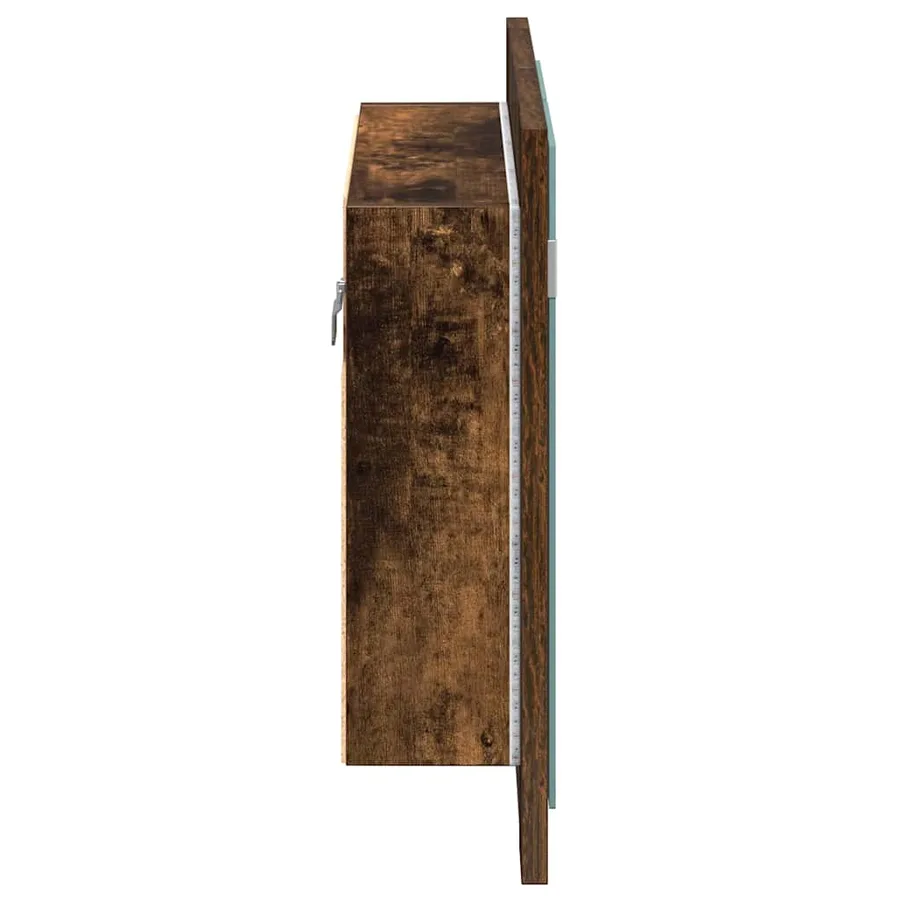 Armoire à miroir LED Chêne fumé 60x12x45 cm Bois d'ingénierie - 8