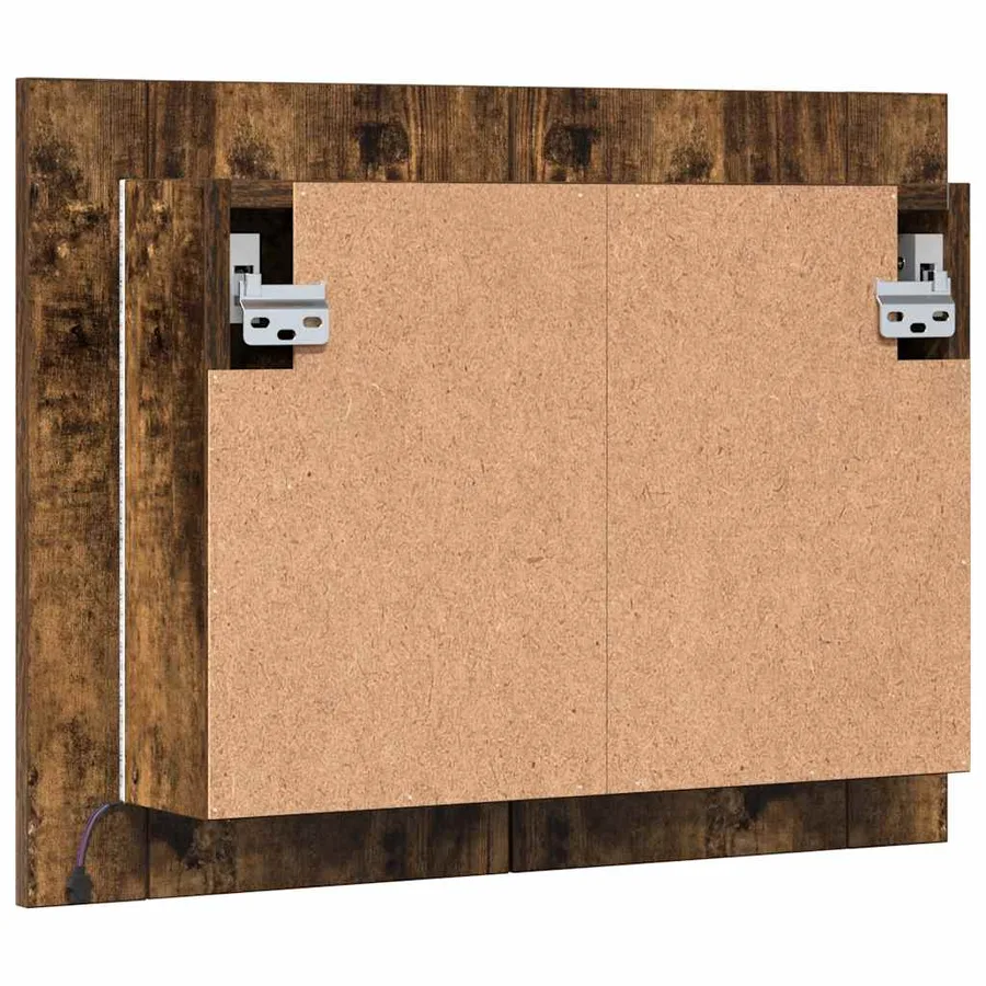 Armoire à miroir LED Chêne fumé 60x12x45 cm Bois d'ingénierie - 9