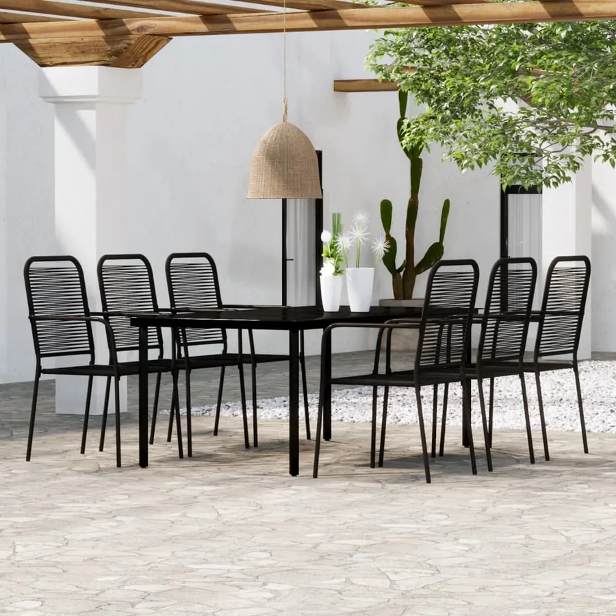 Ensemble à manger de jardin 7 pcs Noir