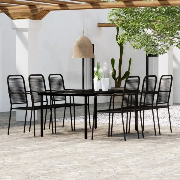 Ensemble à manger de jardin 7 pcs Noir