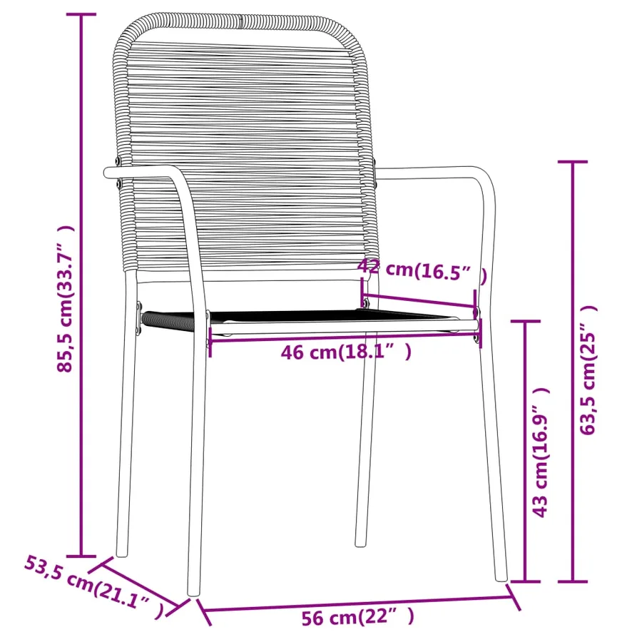 Ensemble à manger de jardin 7 pcs Noir - 7
