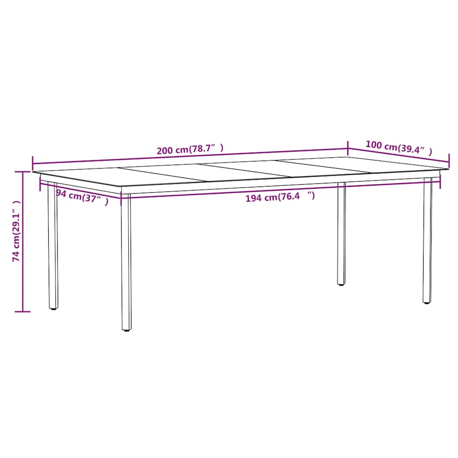 Ensemble à manger de jardin 7 pcs Noir - 8