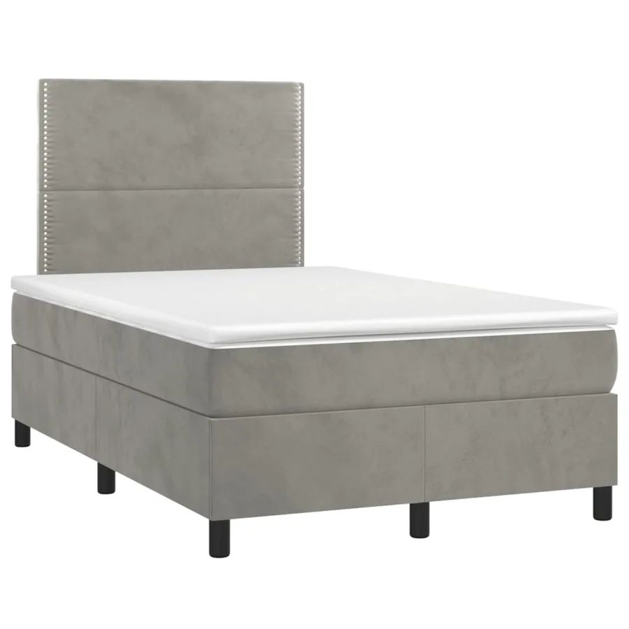 Sommier à lattes de lit matelas et LED Gris clair 120x200 cm - 3