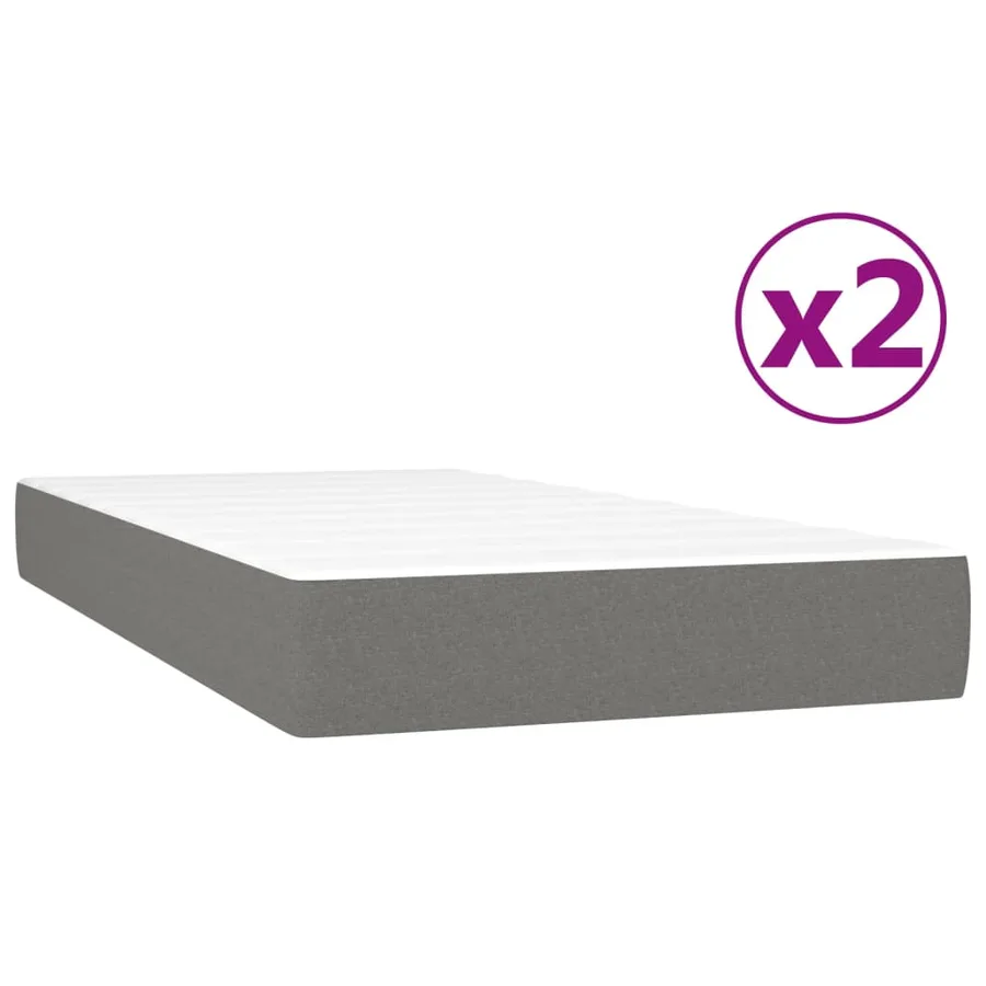 Sommier à lattes de lit avec matelas Gris foncé 200x200cm Tissu - 5