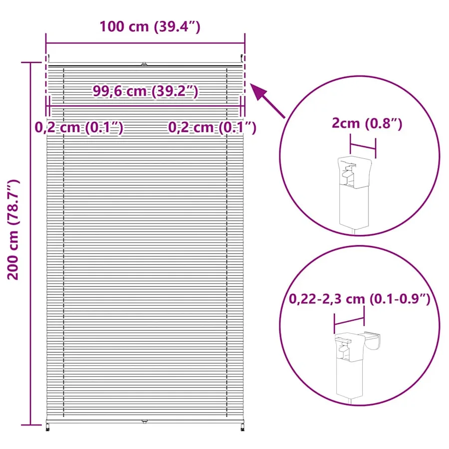 Store plissé 100x200 cm Crème - 10