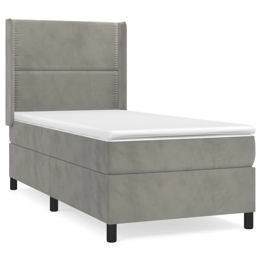 Sommier à lattes de lit et matelas Gris clair 100x200cm Velours - 2