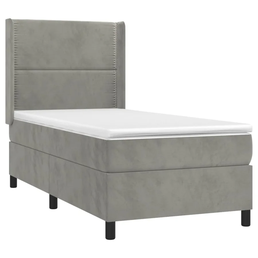 Sommier à lattes de lit et matelas Gris clair 100x200cm Velours - 3