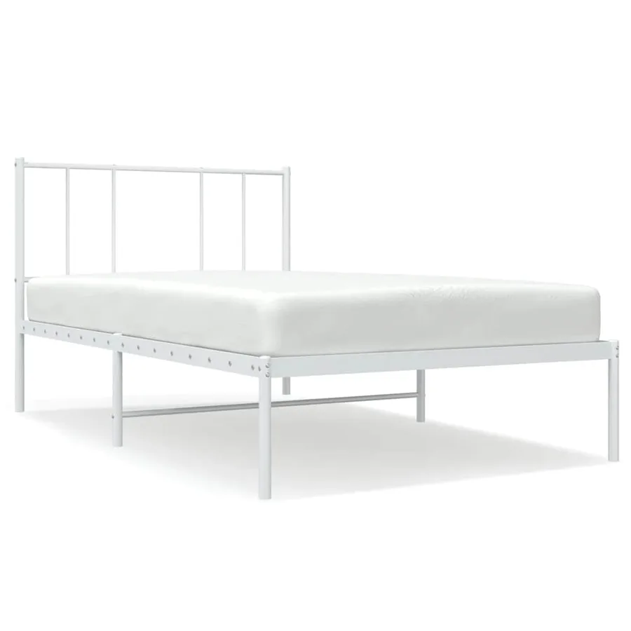 Cadre de lit métal sans matelas avec tête de lit blanc 80x200cm - 2