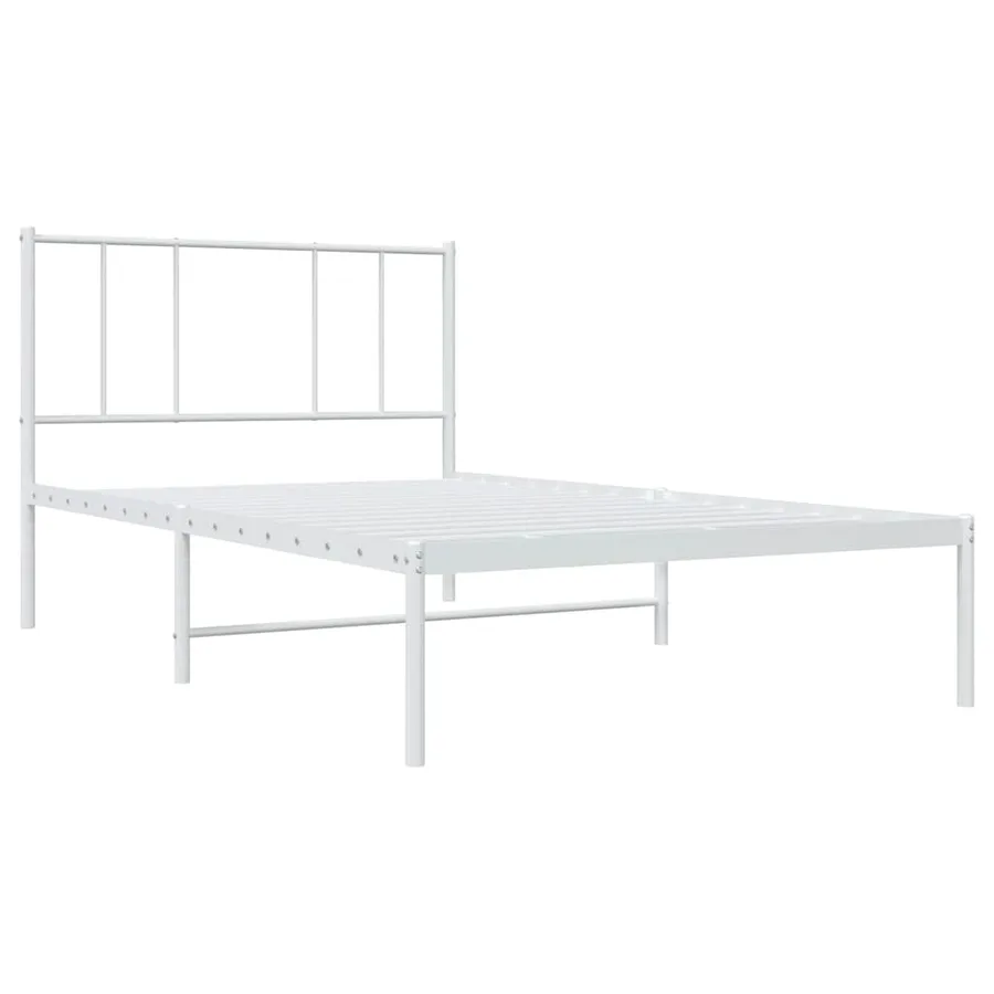Cadre de lit métal sans matelas avec tête de lit blanc 80x200cm - 3