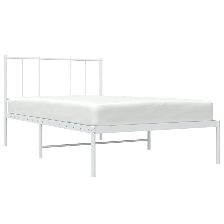 Cadre de lit métal sans matelas avec tête de lit blanc 80x200cm - 5