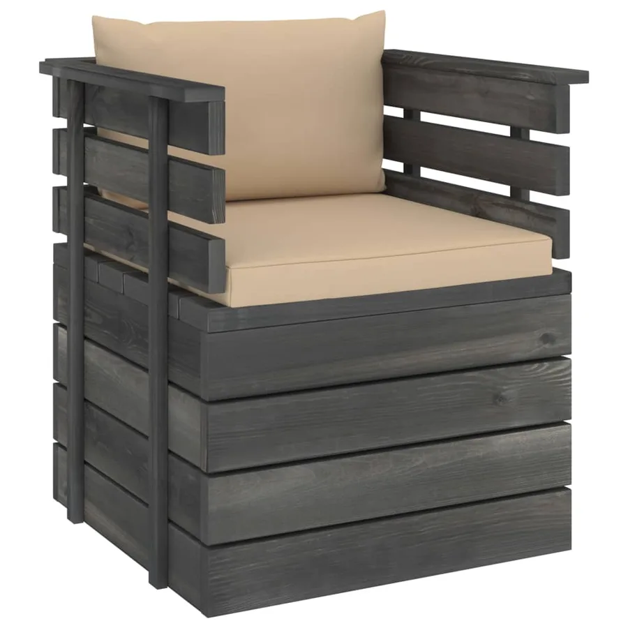 Fauteuil de jardin avec coussins Bois de pin - 2