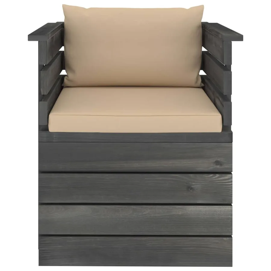 Fauteuil de jardin avec coussins Bois de pin - 3