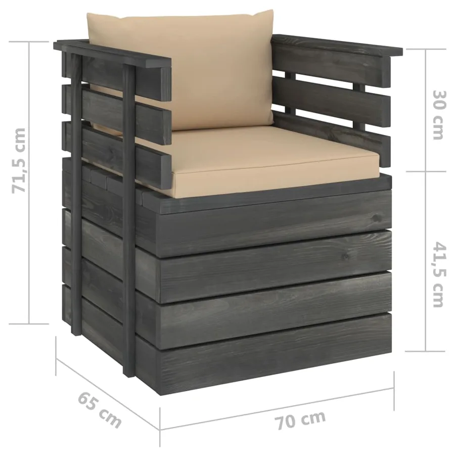 Fauteuil de jardin avec coussins Bois de pin - 7