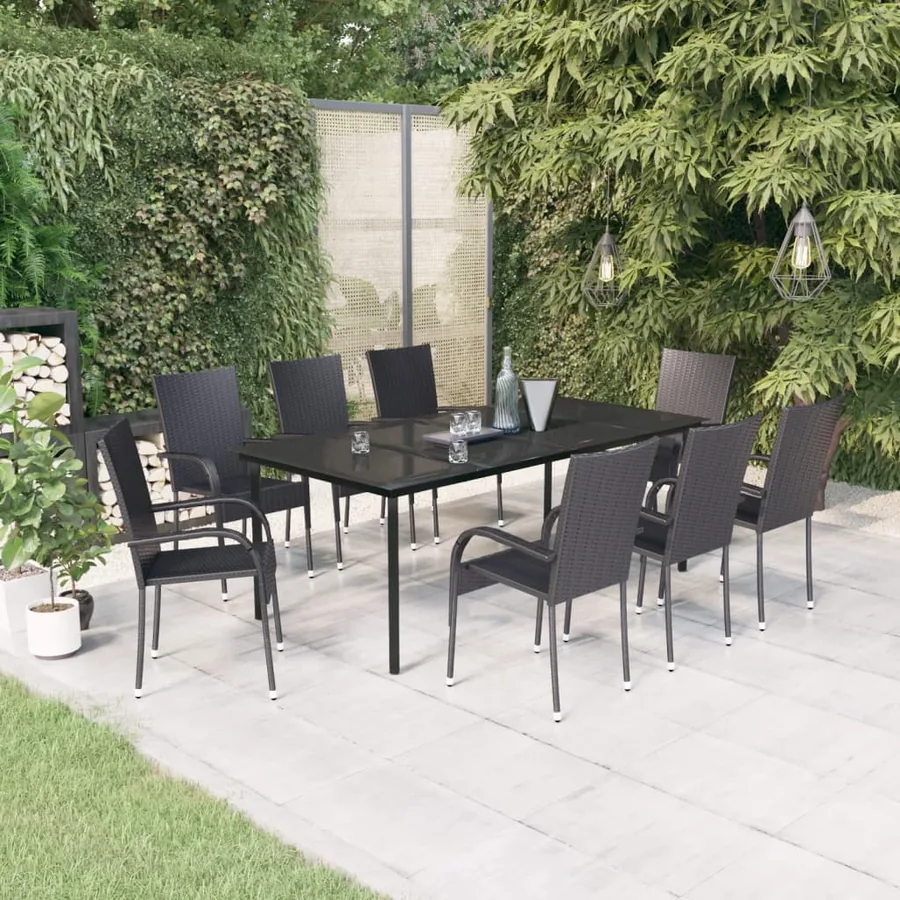 Ensemble à manger de jardin 9 pcs Noir
