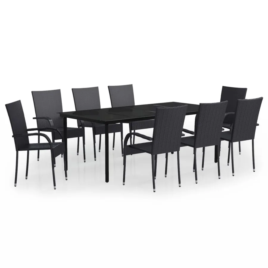 Ensemble à manger de jardin 9 pcs Noir - 2