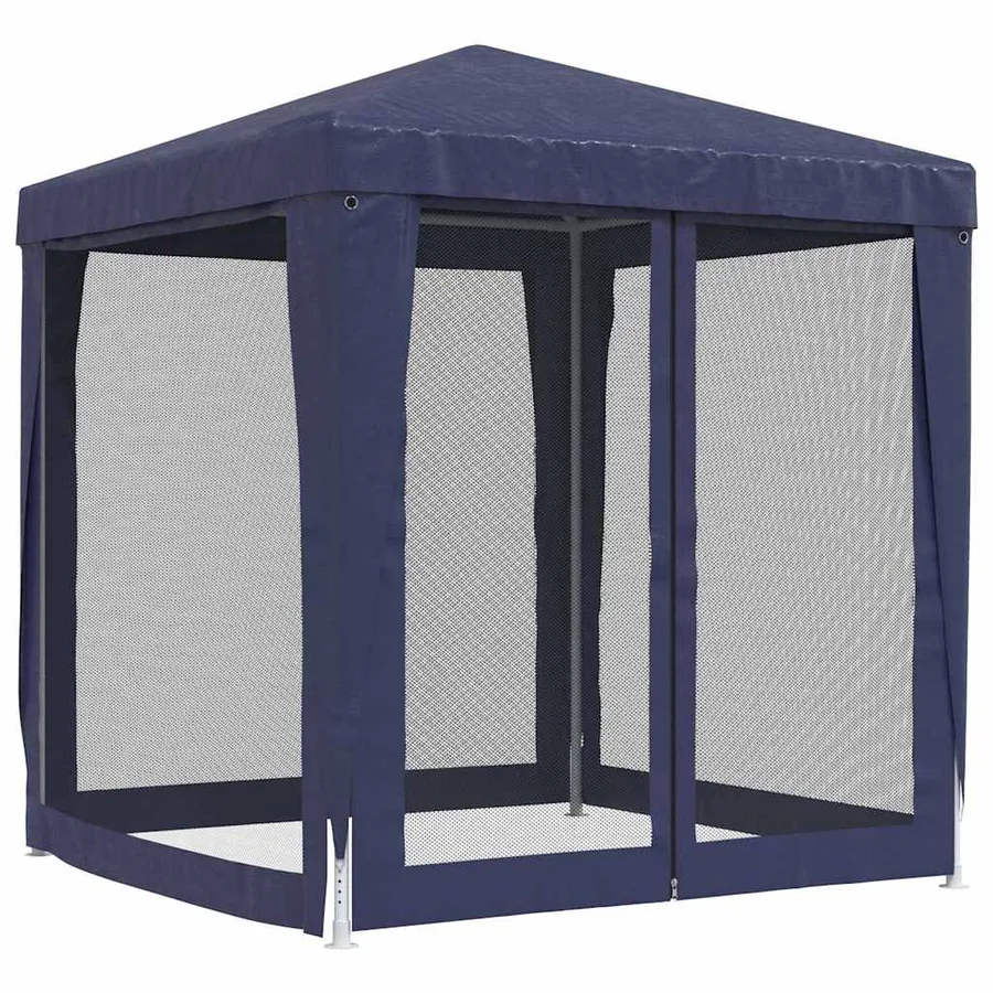 Tente de fête avec 4 parois latérales en maille Bleu 2x2 m PEHD - 5