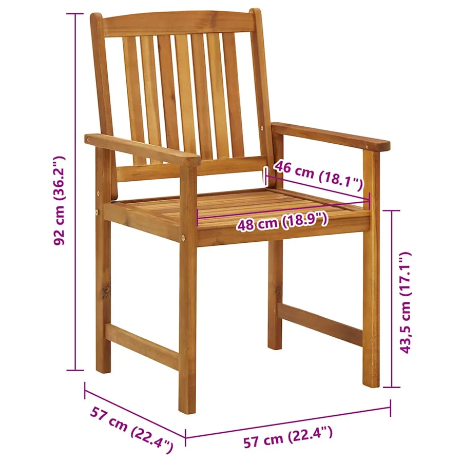 Chaises de jardin lot de 8 Bois d'acacia solide - 7