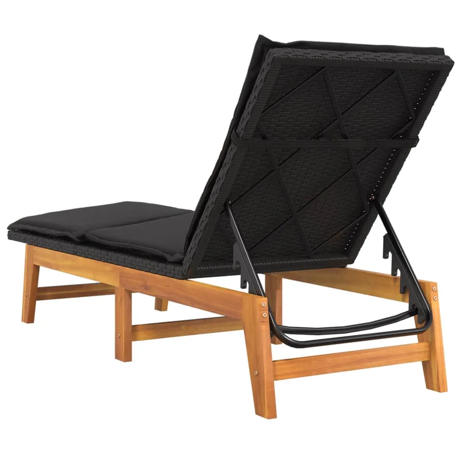 Chaises longues et coussins lot de 2 Résine tressée et acacia - 7