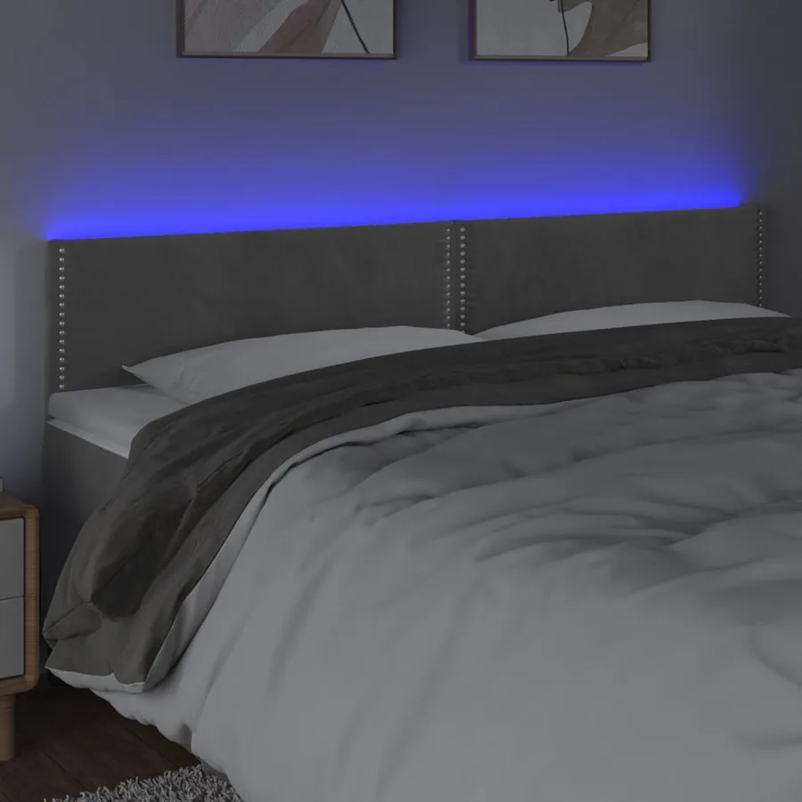 Tête de lit à LED Gris clair 200x5x78/88 cm Velours - 3