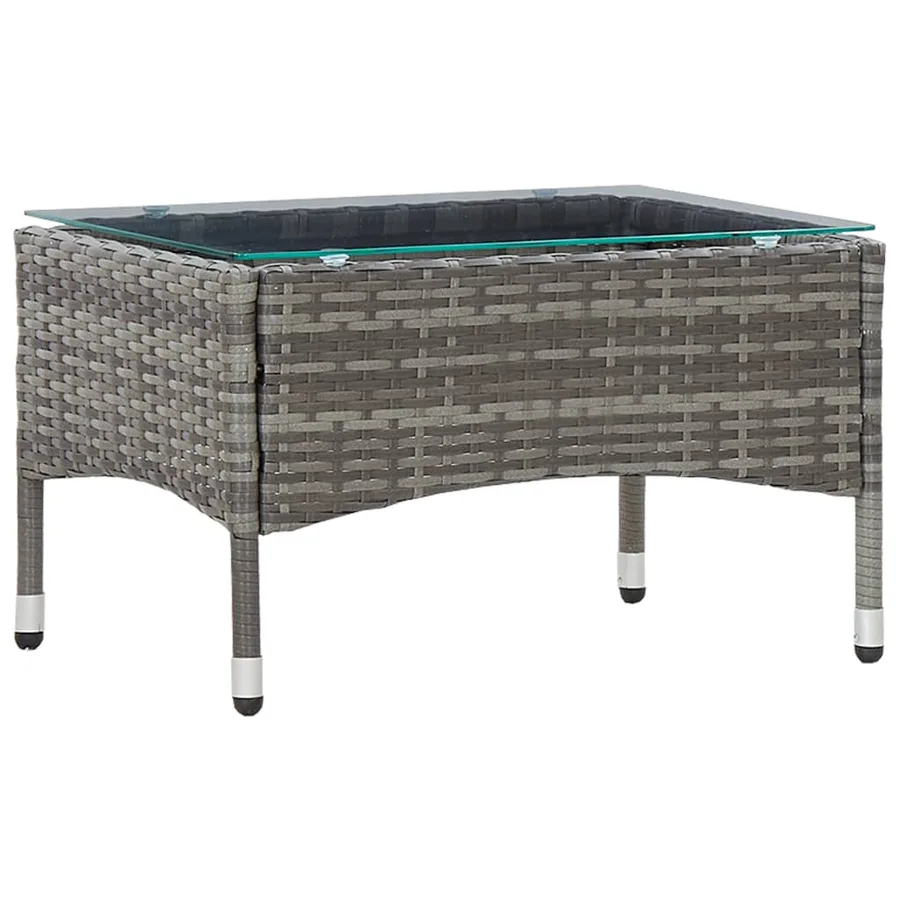 Salon de jardin 4 pcs avec coussins résine tressée gris - 10