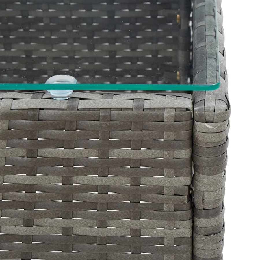 Salon de jardin 4 pcs avec coussins résine tressée gris - 13
