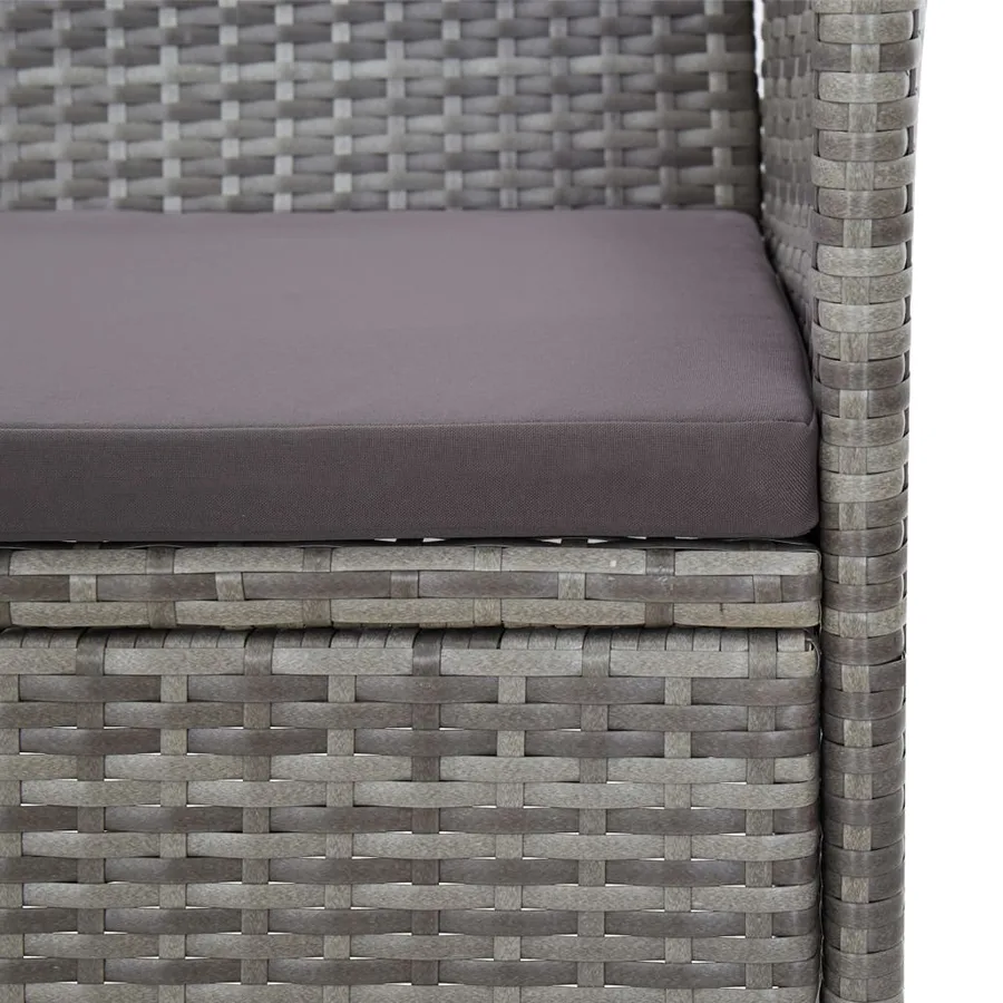 Salon de jardin 4 pcs avec coussins résine tressée gris - 14