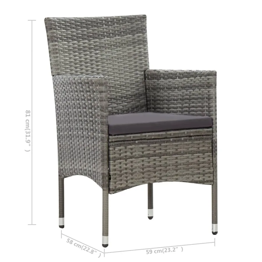 Salon de jardin 4 pcs avec coussins résine tressée gris - 16