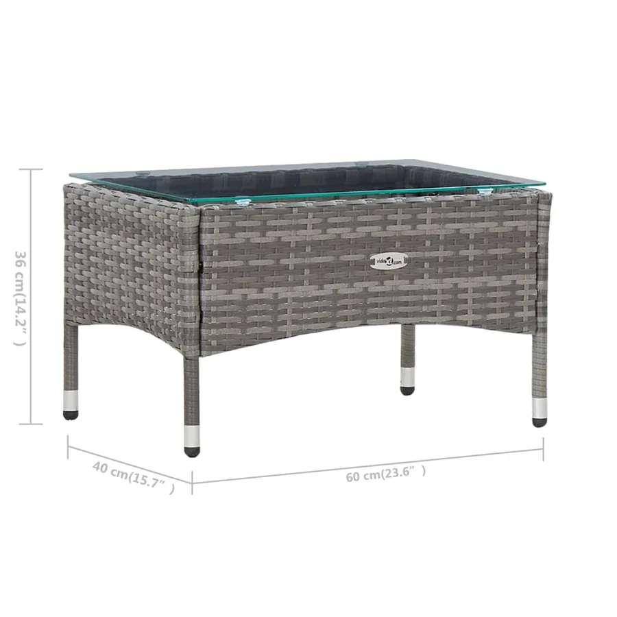 Salon de jardin 4 pcs avec coussins résine tressée gris - 17