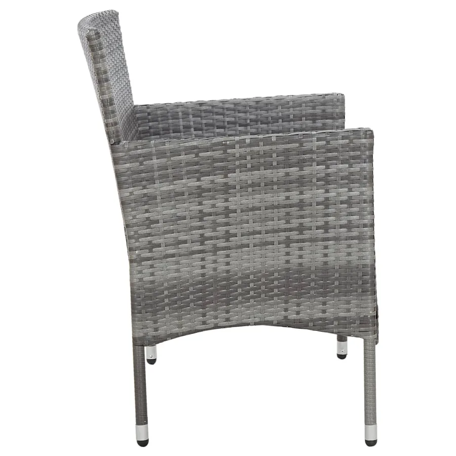 Salon de jardin 4 pcs avec coussins résine tressée gris - 4