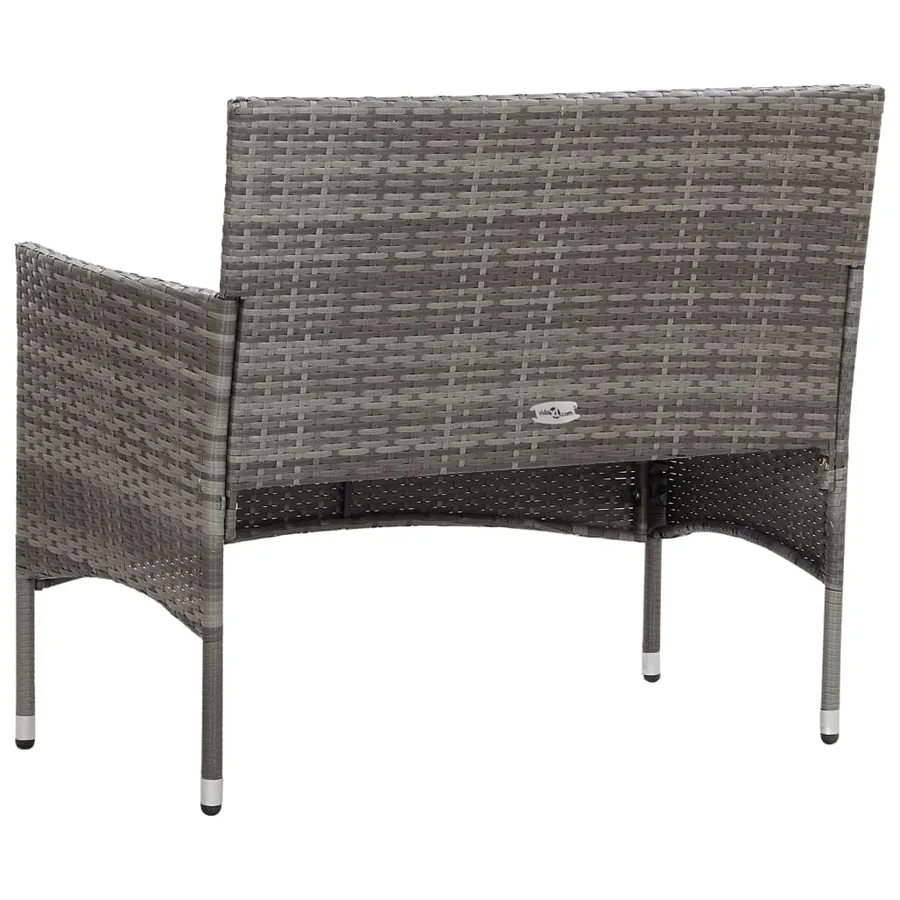 Salon de jardin 4 pcs avec coussins résine tressée gris - 5