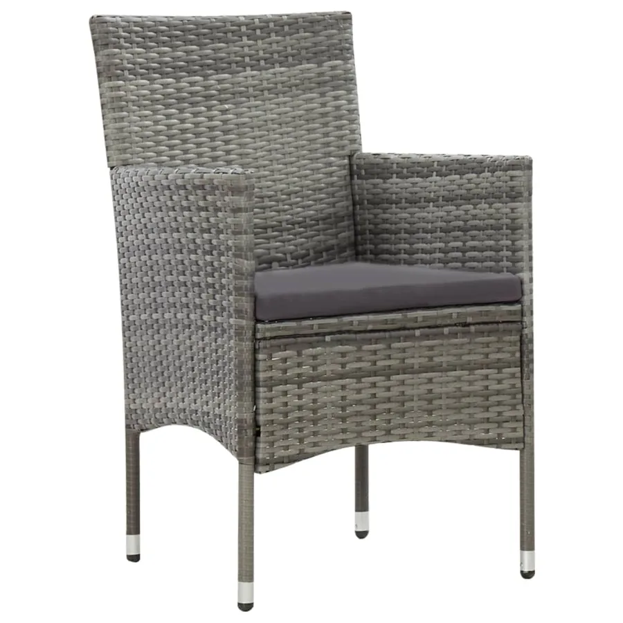 Salon de jardin 4 pcs avec coussins résine tressée gris - 6