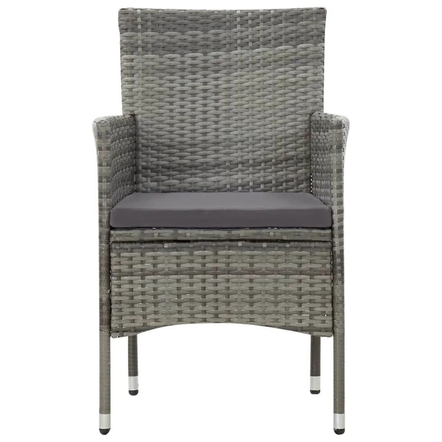 Salon de jardin 4 pcs avec coussins résine tressée gris - 7