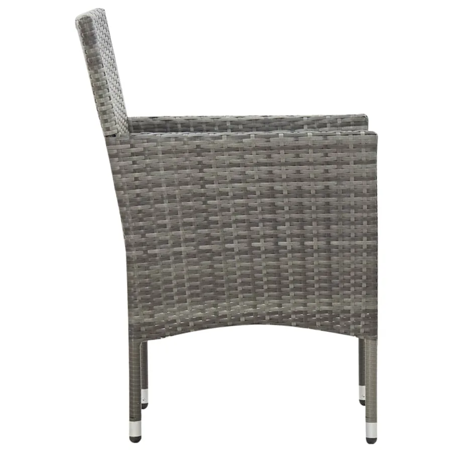 Salon de jardin 4 pcs avec coussins résine tressée gris - 8