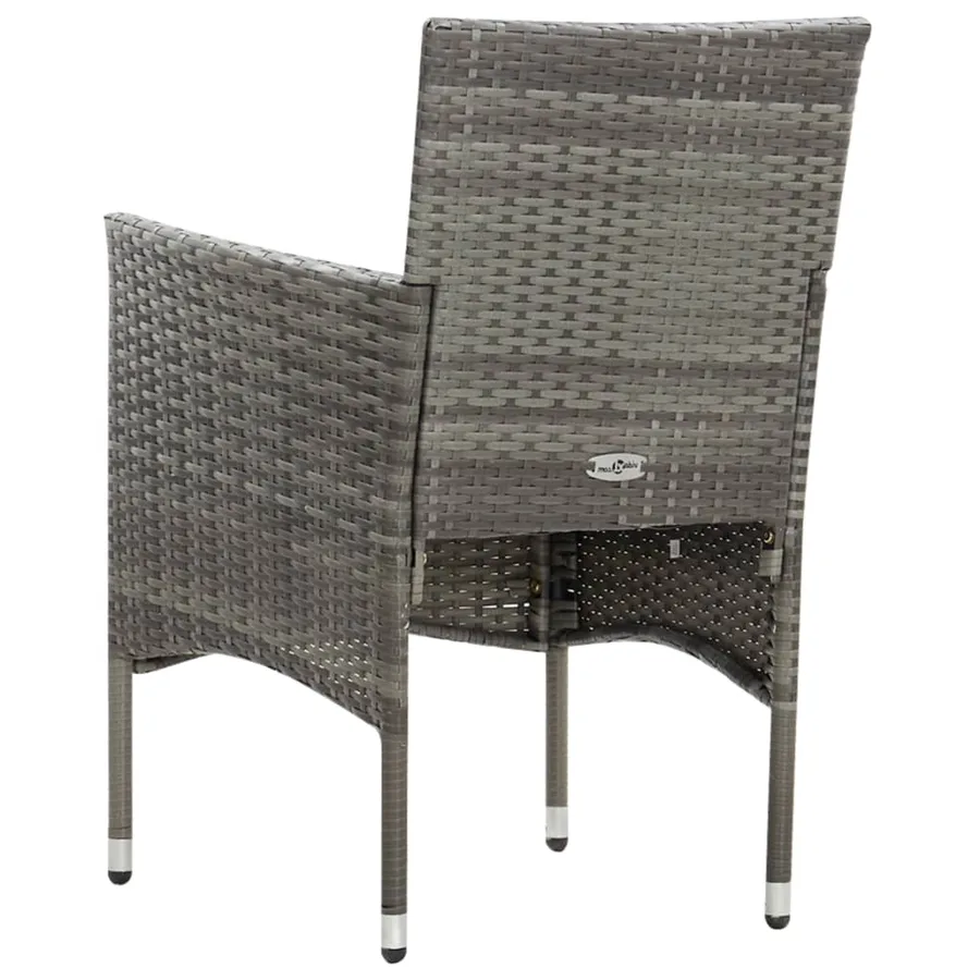 Salon de jardin 4 pcs avec coussins résine tressée gris - 9