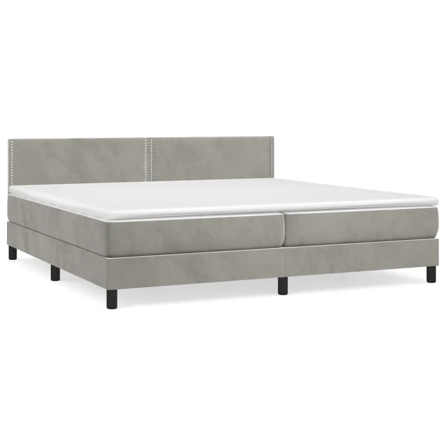 Sommier à lattes de lit et matelas Gris clair 200x200cm Velours - 2