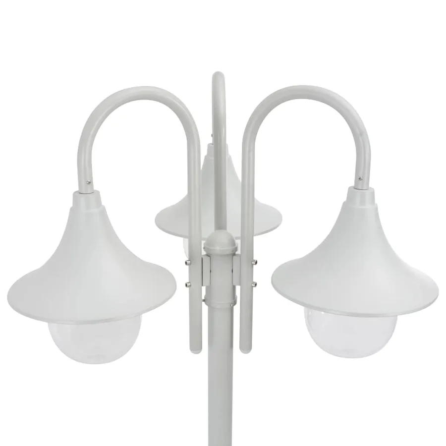 Lampadaire de jardin E27 220 cm Aluminium 3 lanternes Blanc - 3