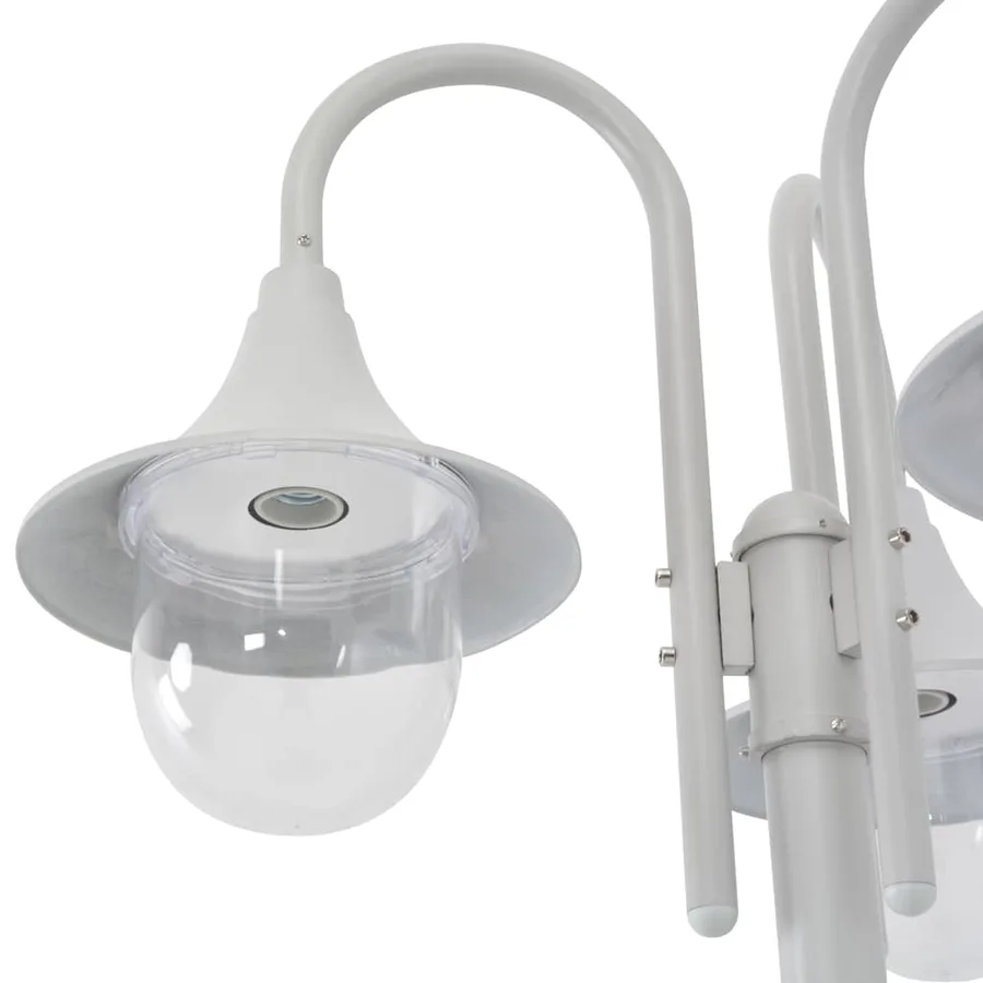 Lampadaire de jardin E27 220 cm Aluminium 3 lanternes Blanc - 4