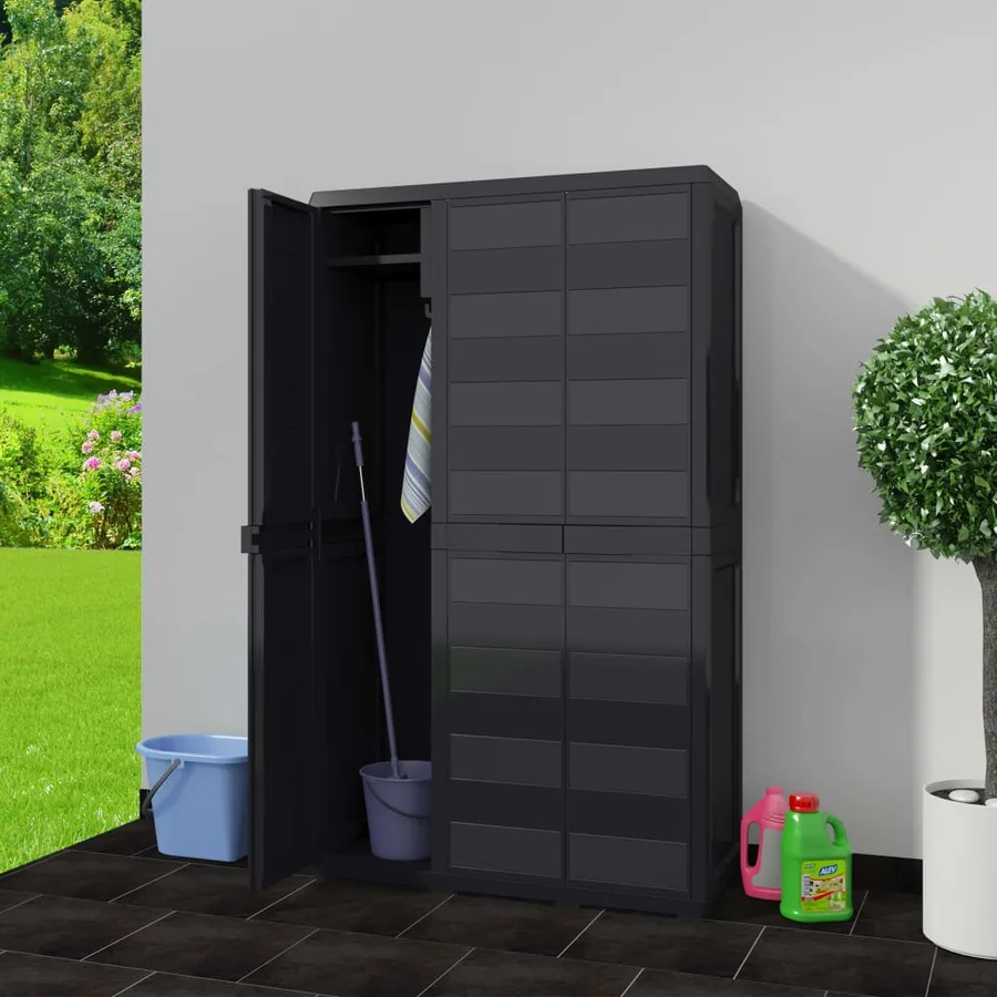Armoire de rangement de jardin avec 4 étagères Noir - 2